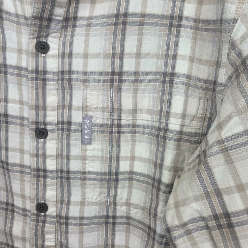 Columbia Mens Plaid Button Down Shirt Long Sleeve Neutral Medium 100% Cotton - Picture 6 of 11